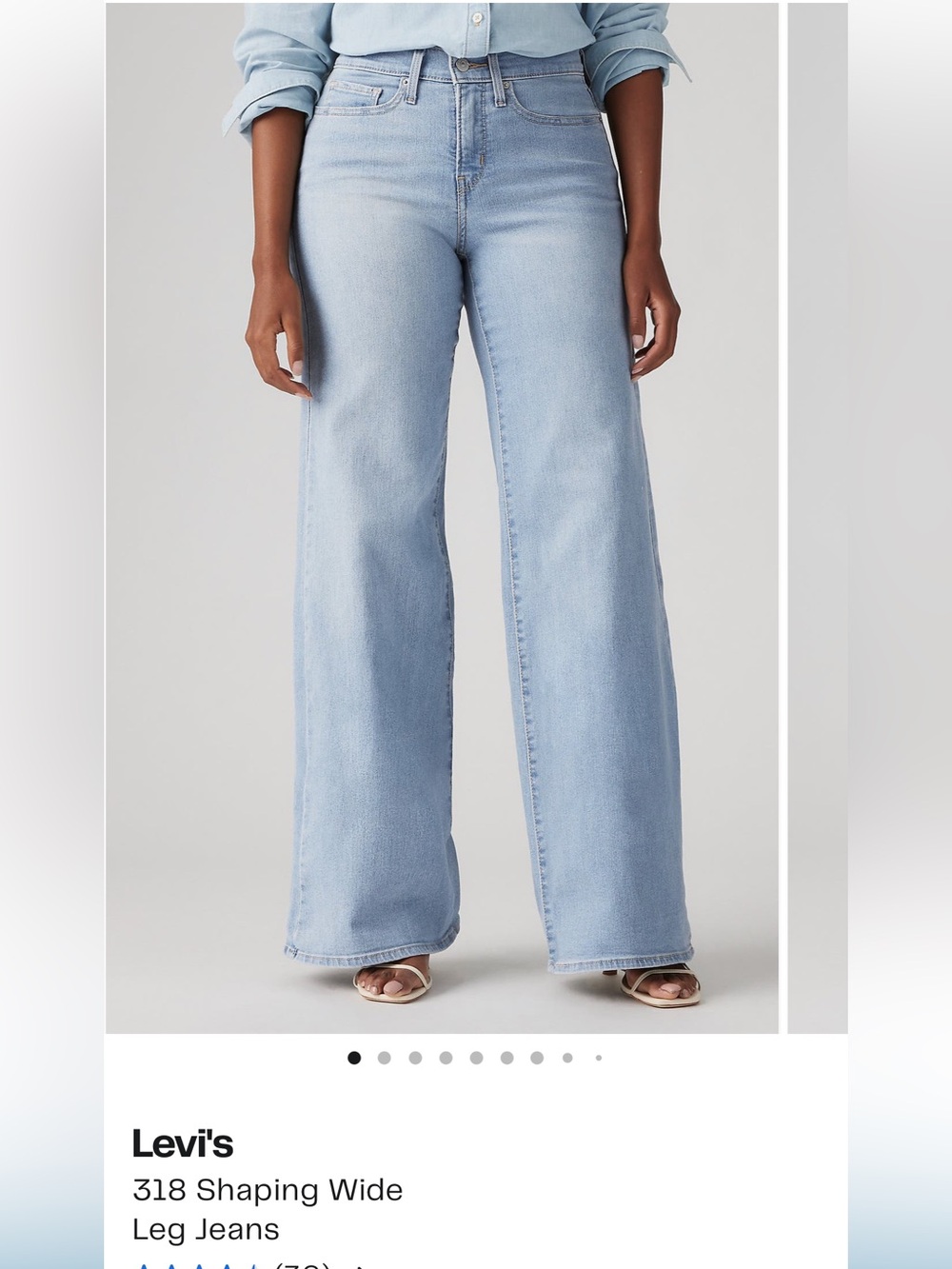 Levi's Light Blue High-Rise Wide Leg Jeans - Picture 6 of 8